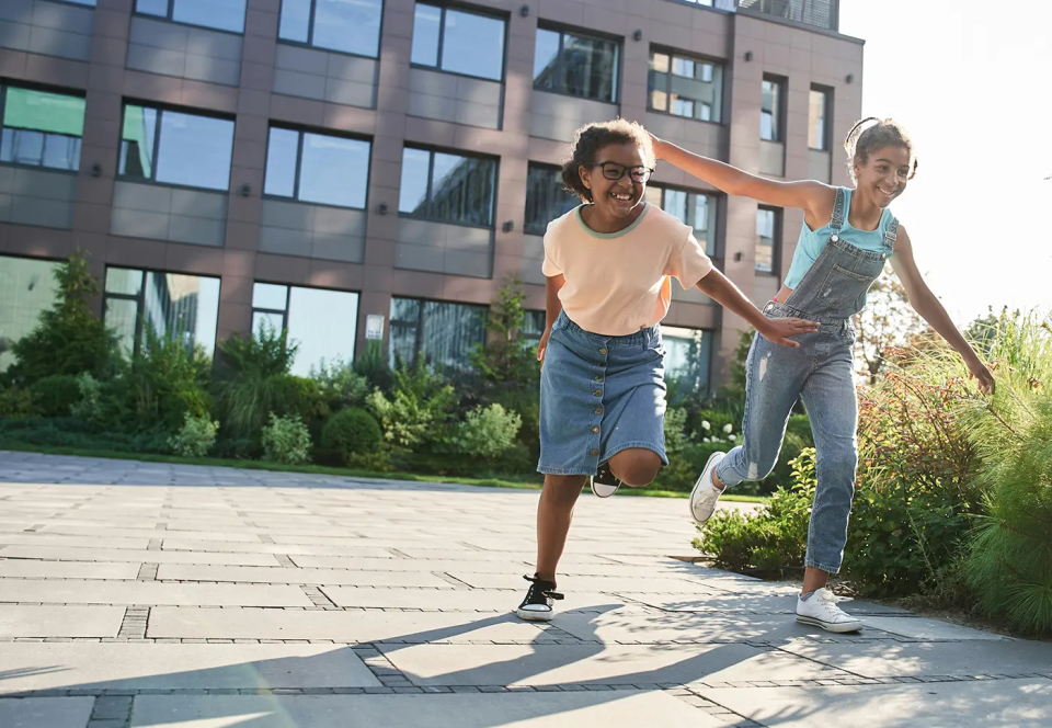 Kids playing in a city park